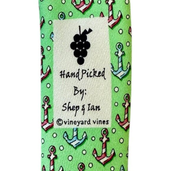 Vineyard Vines Men's 100% Silk Tie Candy Cane Anchor Light Green Holiday NWT - Picture 8 of 9